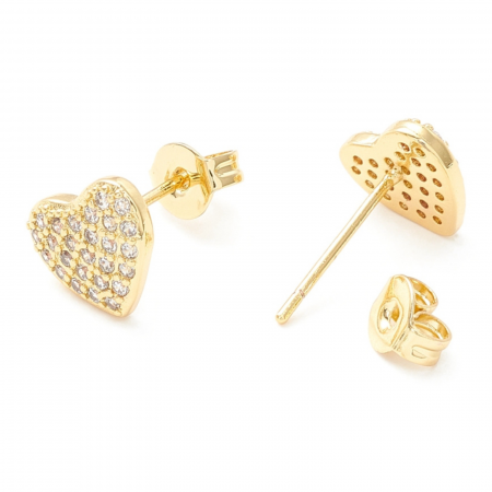 Cercei Stud placati cu aur de 18K Inimioara cu cristale Cubic Zirconia [1]