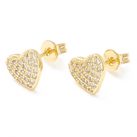 Cercei - Cercei Stud placati cu aur de 18K Inimioara cu cristale Cubic Zirconia