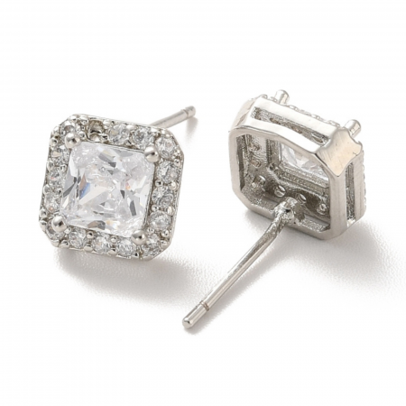 Cercei Stud placati cu platina si cristale Cubic Zirconia [1]