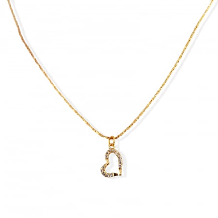 Colier minimalist, cu inimioara abstracta, cu cristale Cubic Zirconia placat cu aur [1]