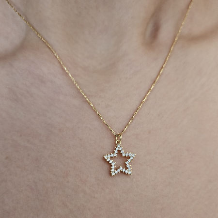Colier minimalist, cu steluta cu cristale Cubic Zirconia, placat cu aur [1]