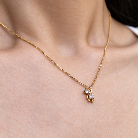 Colier pandant ursulet placat cu aur, incrustat cristale Cubic Zirconia [2]