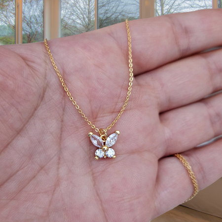 Colier pandant fluturas placat cu aur, incrustat cristale Cubic Zirconia [3]