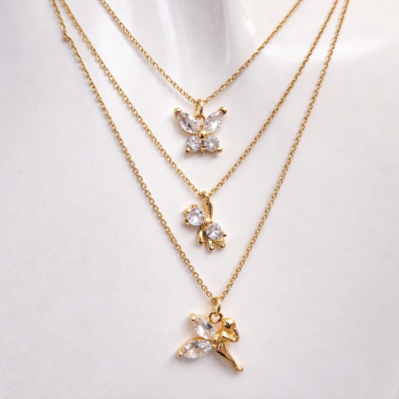 Colier pandant fluturas placat cu aur, incrustat cristale Cubic Zirconia [4]