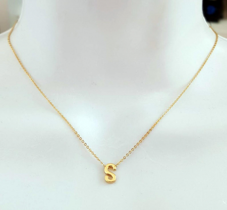 Colier placat cu aur, cu pandant initiala, personalizat [6]