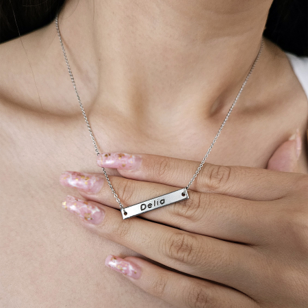 Bijuterii pentu EA - Colier Personalizat cu Nume – Bijuterie Unică, Gravură pe Plăcuță Placată cu Platină, Cadoul Perfect