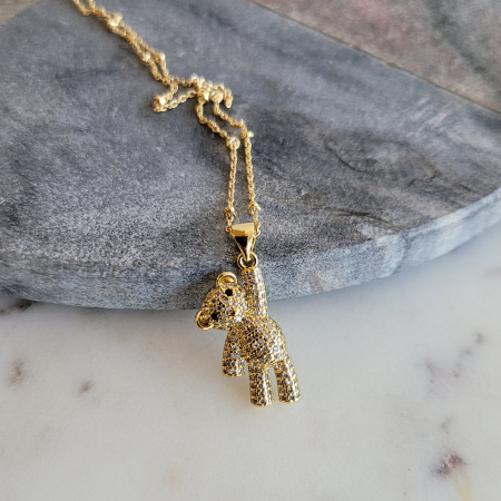 Colier ursulet, pandant urs placat cu aur, incrustat cristale Cubic Zirconia [5]