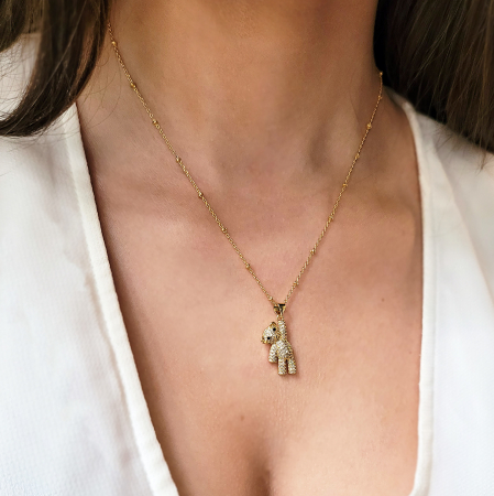 Colier ursulet, pandant urs placat cu aur, incrustat cristale Cubic Zirconia [3]