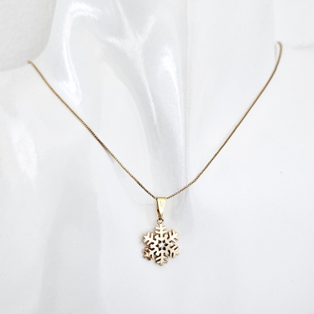 Colier placat cu aur, cu pandant fulg de nea cu cristale Cubic Zirconia [1]