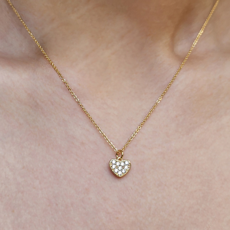 Bijuterii pentu EA - Colier Minimalist cu Pandantiv Inimioară și Cristale Cubic Zirconia – Eleganță Simplă și Rafinament