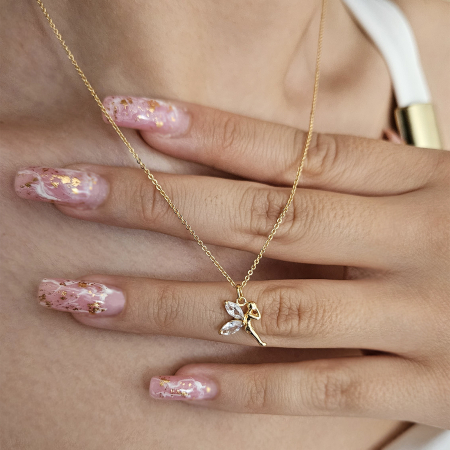 Bijuterii pentu EA - Colier placat cu aur cu pandant zana cu cristal Cubic Zirconia