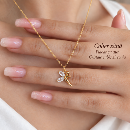 Colier placat cu aur cu pandant zana cu cristal Cubic Zirconia [11]
