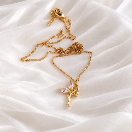Colier placat cu aur cu pandant zana cu cristal Cubic Zirconia [5]