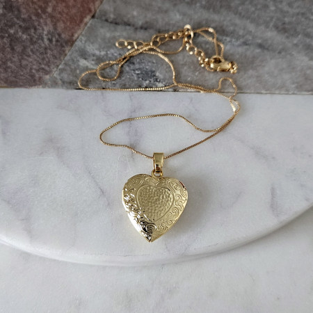 Colier placat cu aur de 18 K cu pandant locket inima, personalizat cu fotografie [3]
