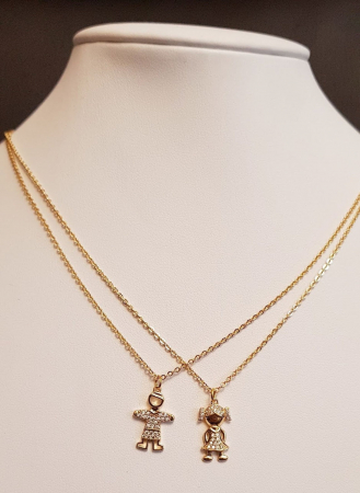 Colier placat cu aur, minimalist si stralucitor, cu pandant fetita sau pandant baietel, cu cristale Cubic Zirconia [2]