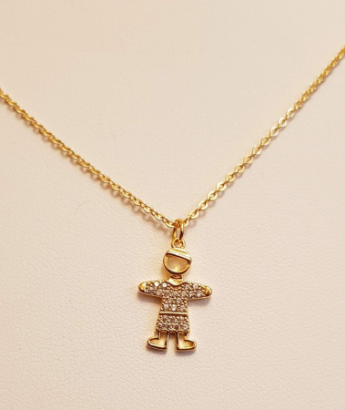 Colier placat cu aur, minimalist si stralucitor, cu pandant fetita sau pandant baietel, cu cristale Cubic Zirconia [4]