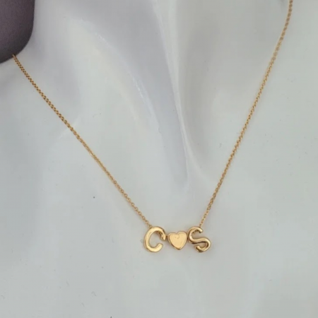 Bijuterii - Colier placat cu aur, personalizat cu doua initiale si inimioara