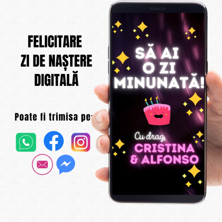 Felicitare zi de nastere video digitala, personalizata cu fotografie,  mesaj si muzica [3]