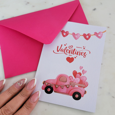 Impachetare Cadou - Felicitare Happy Valentine's Day cu plic roz, pentru ziua indragostitilor