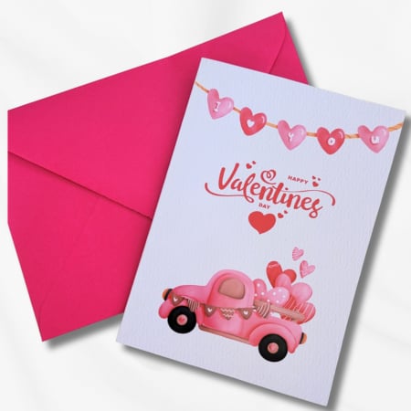 Felicitari - Felicitare Happy Valentine's Day cu plic roz, pentru ziua indragostitilor