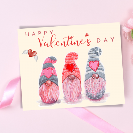 Impachetare Cadou - Felicitare Happy Valentine's Day cu gnomi, pentru ziua indragostitilor
