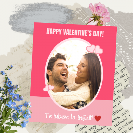 Impachetare Cadou - Felicitare Happy Valentine's Day cu fotografie si mesaj, pentru ziua indragostitilor
