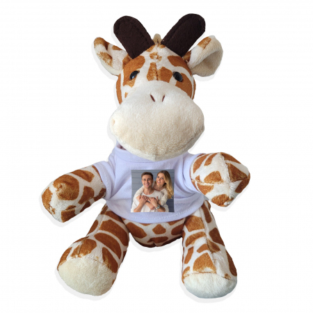 Plușuri - Girafa din plus, cu tricou personalizat cu fotografie