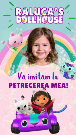 Invitație Video Digitală pentru Zi de Naștere - Tematica Gabby's Dollhouse [2]