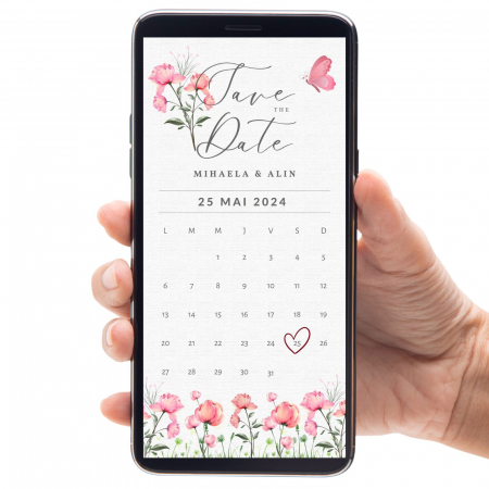 Invitatii Digitale Nunta - Invitatie digitala Save the Date, video, invitatie de nunta personalizata