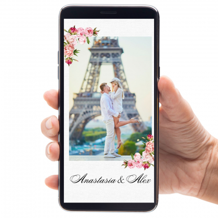 Invitatie de nunta digitala video, personalizata cu fotografie, tematica florala [1]