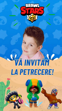 Invitatie Brawl Stars pentru Zi de Nastere - Invitatie Digitala Video Personalizata cu Foto [3]
