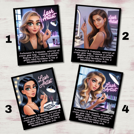 Lash Artist - Magnet Lash Artist , Set 4 modele, Cadou Perfect pentru Tehnicieni Gene