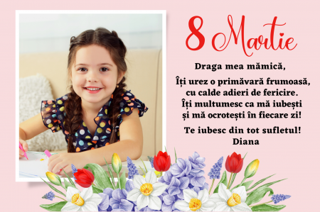 Magnet felicitare personalizat cu 1 fotografie si mesaj pentru mama, bunica, 1-8 martie [1]