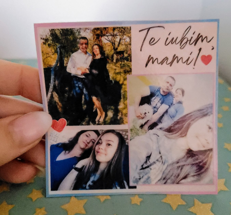 Magnet personalizat cu 3 fotografii si mesaj pentru mama [3]