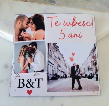 Magneti - Magnet personalizat cu 3 fotografii, cu mesaj de dragoste.