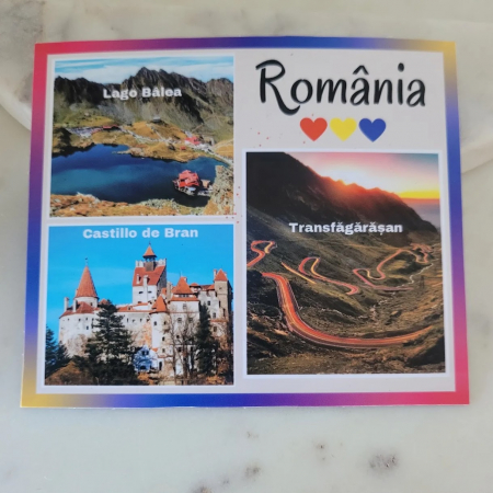 Magneti - Magnet Romania cu 3 fotografii, suvenir cadou din Romania