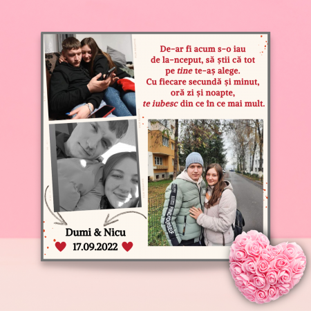 Magneti - Magnet personalizat cu 3 fotografii si mesaj pentru cuplu