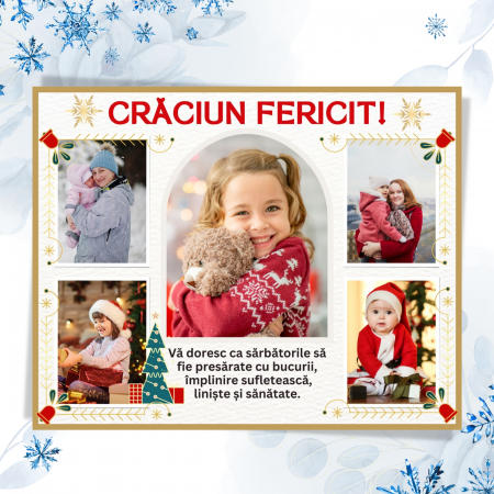 Magneti - Magnet felicitare pentru Craciun personalizata cu 5 fotografii si mesaj
