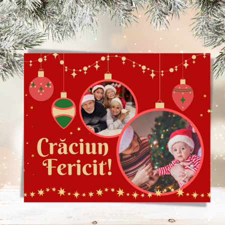 Magneti - Magnet personalizat pentru Craciun cu 2 fotografii si urare