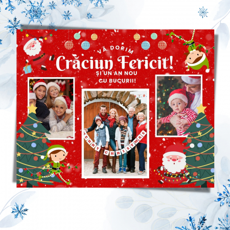 Magneti - Magnet personalizat pentru Craciun cu 3 fotografii si mesaj