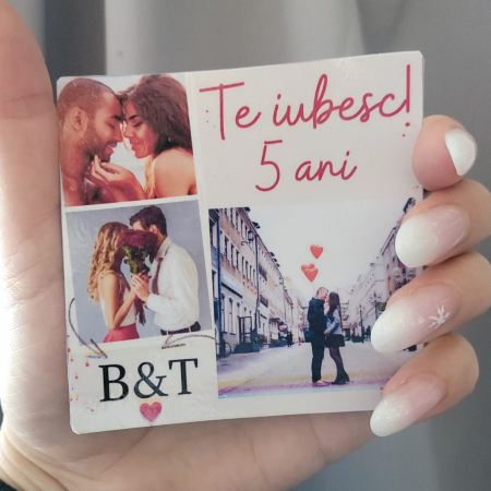 Magnet personalizat cu 3 fotografii, cu mesaj de dragoste. [1]
