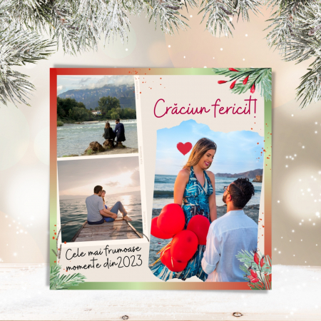Magneti - Magnet personalizat pentru Craciun, cu 3 fotografii