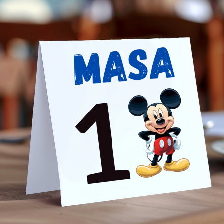 Botez – Invitații, Mărturii și Accesorii Personalizate - Numere pentru masa pentru botez baietel, tematica Mickey