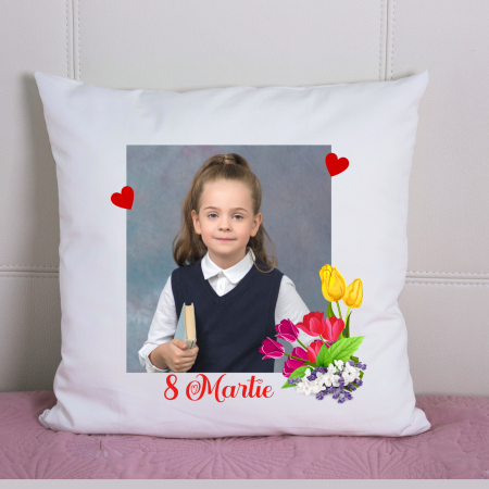 Perna Personalizata - Perna personalizata cu fotografie si lalele, cadou pentru mame, 8 martie