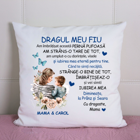 Copii - Perna personalizata cu mesaj si nume, cadou pentru fiu