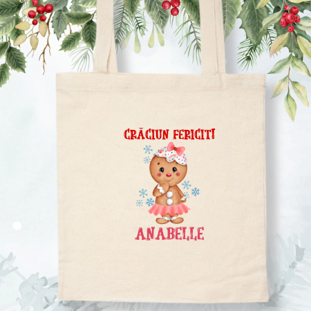 Sacosa pentru Craciun, personalizata cu nume, din bumbac [1]