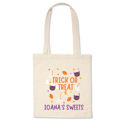 Sacosa Halloween Trick or Treat, din bumbac, personalizata cu nume [1]