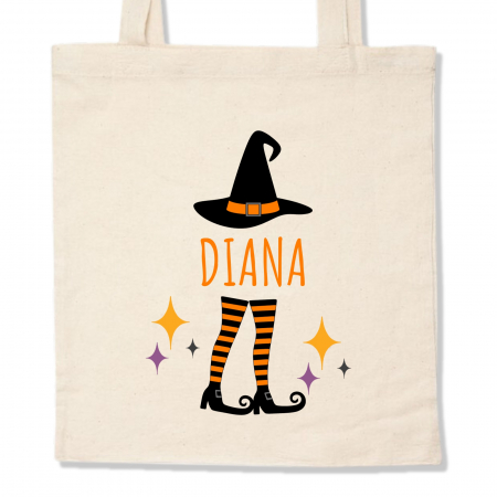 Halloween - Sacosa Halloween hat, din bumbac, personalizata cu nume