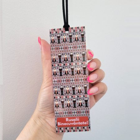 Semn de Carte - Semn de carte cu motiv traditional romanesc cu hora si mesajul Rusalii Binecuvantate