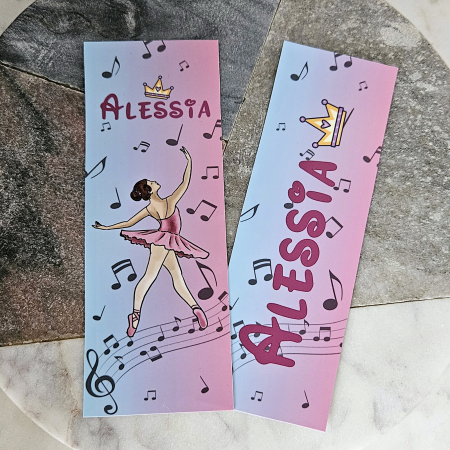 Semn de Carte - Semne de carte design balerina si dans, personalizat cu nume, set de 2